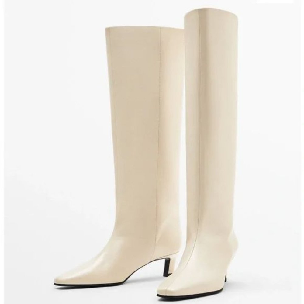 MASSIMO DUTTI COW LEATHER HEELED LEATHER BOOTS - Picture 3 of 6